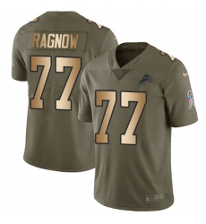 Youth Nike Detroit Lions #77 Frank Ragnow Limited Olive Gold Salute to Service NFL Jersey