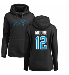 NFL Women's Nike Carolina Panthers #12 D.J. Moore Black Name & Number Logo Pullover Hoodie