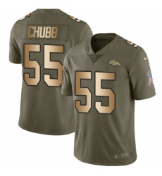 Men's Nike Denver Broncos #55 Bradley Chubb Limited Olive/Gold 2017 Salute to Service NFL Jersey