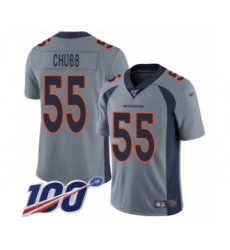 Youth Denver Broncos #55 Bradley Chubb Limited Silver Inverted Legend 100th Season Football Jersey