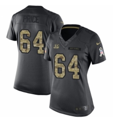 Women's Nike Cincinnati Bengals #64 Billy Price Limited Black 2016 Salute to Service NFL Jersey