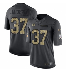 Youth Nike Green Bay Packers #37 Josh Jackson Limited Black 2016 Salute to Service NFL Jersey