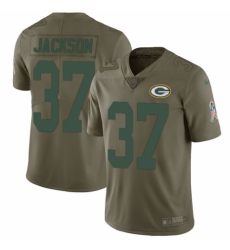 Youth Nike Green Bay Packers #37 Josh Jackson Limited Olive 2017 Salute to Service NFL Jersey