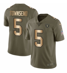 Men's Nike Oakland Raiders #5 Johnny Townsend Limited Olive/Gold 2017 Salute to Service NFL Jersey