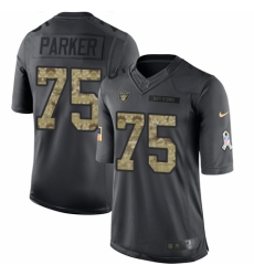 Men's Nike Oakland Raiders #75 Brandon Parker Limited Black 2016 Salute to Service NFL Jersey