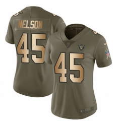 Women's Nike Oakland Raiders #45 Nick Nelson Limited Olive/Gold 2017 Salute to Service NFL Jersey