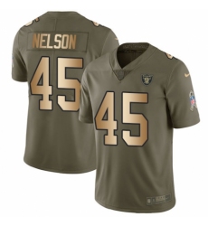 Youth Nike Oakland Raiders #45 Nick Nelson Limited Olive/Gold 2017 Salute to Service NFL Jersey
