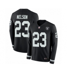Youth Oakland Raiders #23 Nick Nelson Limited Black Therma Long Sleeve Football Jersey