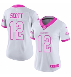 Women's Nike Baltimore Ravens #12 Jaleel Scott Limited White/Pink Rush Fashion NFL Jersey