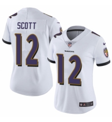 Women's Nike Baltimore Ravens #12 Jaleel Scott White Vapor Untouchable Limited Player NFL Jersey