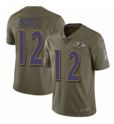 Youth Nike Baltimore Ravens #12 Jaleel Scott Limited Olive 2017 Salute to Service NFL Jersey
