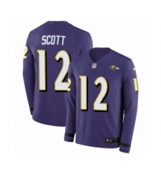 Youth Nike Baltimore Ravens #12 Jaleel Scott Limited Purple Therma Long Sleeve NFL Jersey