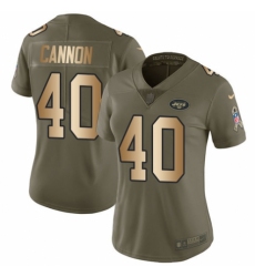 Women's Nike New York Jets #40 Trenton Cannon Limited Olive/Gold 2017 Salute to Service NFL Jersey