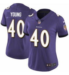 Women's Nike Baltimore Ravens #40 Kenny Young Purple Team Color Vapor Untouchable Limited Player NFL Jersey