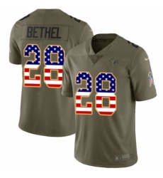 Men's Nike Atlanta Falcons #28 Justin Bethel Limited Olive/USA Flag 2017 Salute to Service NFL Jersey