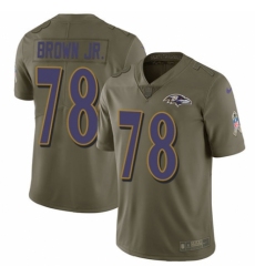 Youth Nike Baltimore Ravens #78 Orlando Brown Jr. Limited Olive 2017 Salute to Service NFL Jersey
