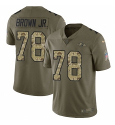 Youth Nike Baltimore Ravens #78 Orlando Brown Jr. Limited Olive/Camo Salute to Service NFL Jersey