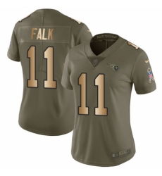 Women's Nike Tennessee Titans #11 Luke Falk Limited Olive/Gold 2017 Salute to Service NFL Jersey