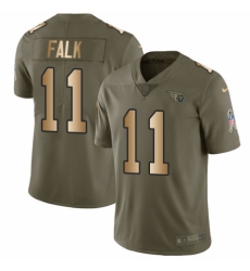 Youth Nike Tennessee Titans #11 Luke Falk Limited Olive/Gold 2017 Salute to Service NFL Jersey