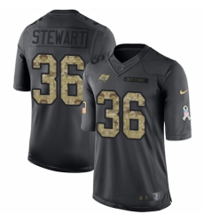 Men's Nike Tampa Bay Buccaneers #36 M.J. Stewart Limited Black 2016 Salute to Service NFL Jersey