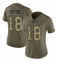 Women's Nike San Francisco 49ers #18 Dante Pettis Limited Olive/Camo 2017 Salute to Service NFL Jersey