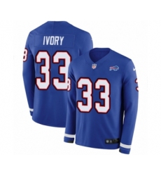 Men's Nike Buffalo Bills #33 Chris Ivory Limited Royal Blue Therma Long Sleeve NFL Jersey