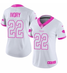 Women's Nike Buffalo Bills #22 Chris Ivory Limited White/Pink Rush Fashion NFL Jersey