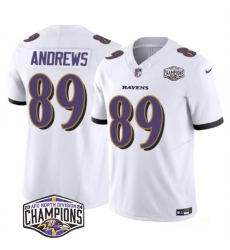 Men's Baltimore Ravens #89 Mark Andrews White F.U.S.E 2024 AFC North Division Champions Vapor Limited Football Jersey