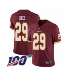 Men's Washington Redskins #29 Derrius Guice Burgundy Red Team Color Vapor Untouchable Limited Player 100th Season Football Jersey