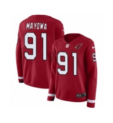 Women's Nike Arizona Cardinals #91 Benson Mayowa Limited Red Therma Long Sleeve NFL Jersey