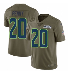 Men's Nike Seattle Seahawks #20 Rashaad Penny Limited Olive 2017 Salute to Service NFL Jersey