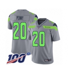 Men's Seattle Seahawks #20 Rashaad Penny Limited Silver Inverted Legend 100th Season Football Jersey