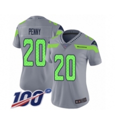 Women's Seattle Seahawks #20 Rashaad Penny Limited Silver Inverted Legend 100th Season Football Jersey