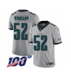 Youth Philadelphia Eagles #52 Paul Worrilow Limited Silver Inverted Legend 100th Season Football Jersey