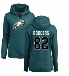 Women's Nike Philadelphia Eagles #82 Richard Rodgers Green Name & Number Logo Pullover Hoodie