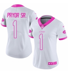 Women's Nike New York Jets #1 Terrelle Pryor Sr. Limited White/Pink Rush Fashion NFL Jersey