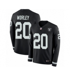 Youth Nike Oakland Raiders #20 Daryl Worley Limited Black Therma Long Sleeve NFL Jersey