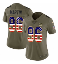 Women's Nike New York Giants #96 Kareem Martin Limited Olive USA Flag 2017 Salute to Service NFL Jersey