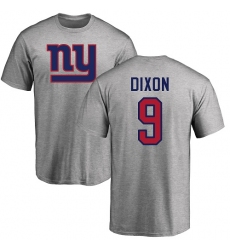 NFL Nike New York Giants #9 Riley Dixon Ash Name & Number Logo T-Shir