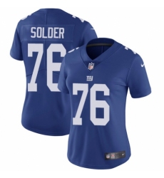 Women's Nike New York Giants #76 Nate Solder Royal Blue Team Color Vapor Untouchable Limited Player NFL Jersey