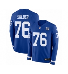 Youth Nike New York Giants #76 Nate Solder Limited Royal Blue Therma Long Sleeve NFL Jersey