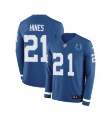 Men's Nike Indianapolis Colts #21 Nyheim Hines Limited Blue Therma Long Sleeve NFL Jersey