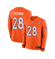 Men's Nike Denver Broncos #28 Royce Freeman Limited Orange Therma Long Sleeve NFL Jersey