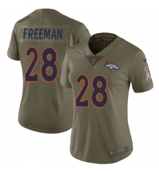 Women Nike Denver Broncos #28 Royce Freeman Limited Olive 2017 Salute to Service NFL Jersey