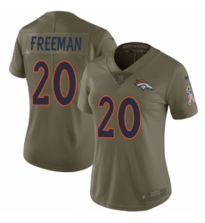 Women's Nike Denver Broncos #20 Royce Freeman Limited Olive 2017 Salute to Service NFL Jersey