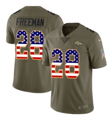 Youth Nike Denver Broncos #28 Royce Freeman Limited Olive USA Flag 2017 Salute to Service NFL Jersey