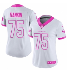 Women's Nike Houston Texans #75 Martinas Rankin Limited White Pink Rush Fashion NFL Jersey
