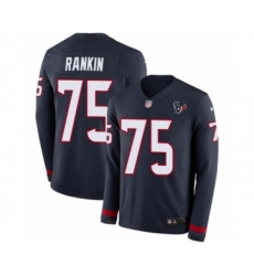Youth Nike Houston Texans #75 Martinas Rankin Limited Navy Blue Therma Long Sleeve NFL Jersey