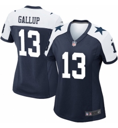 Women's Nike Dallas Cowboys #13 Michael Gallup Game Navy Blue Throwback Alternate NFL Jersey