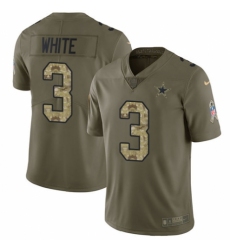 Men's Nike Dallas Cowboys #3 Mike White Limited Olive/Camo 2017 Salute to Service NFL Jersey